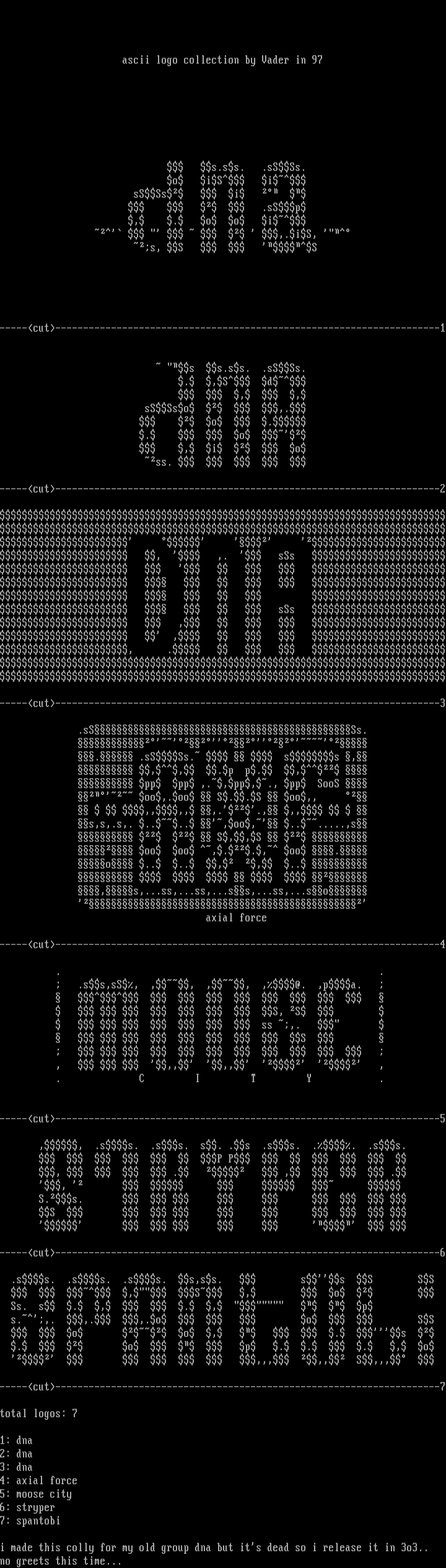 ascii logo collection by Vader