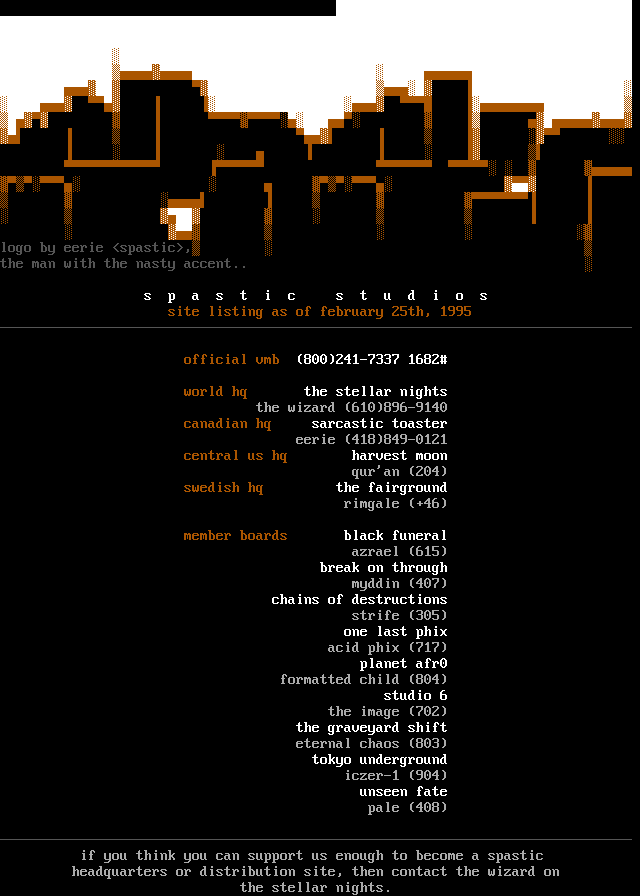 Spastic 03/95 Site Listing by Spastic 03/95
