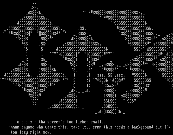 opix ascii logo by lightning knight