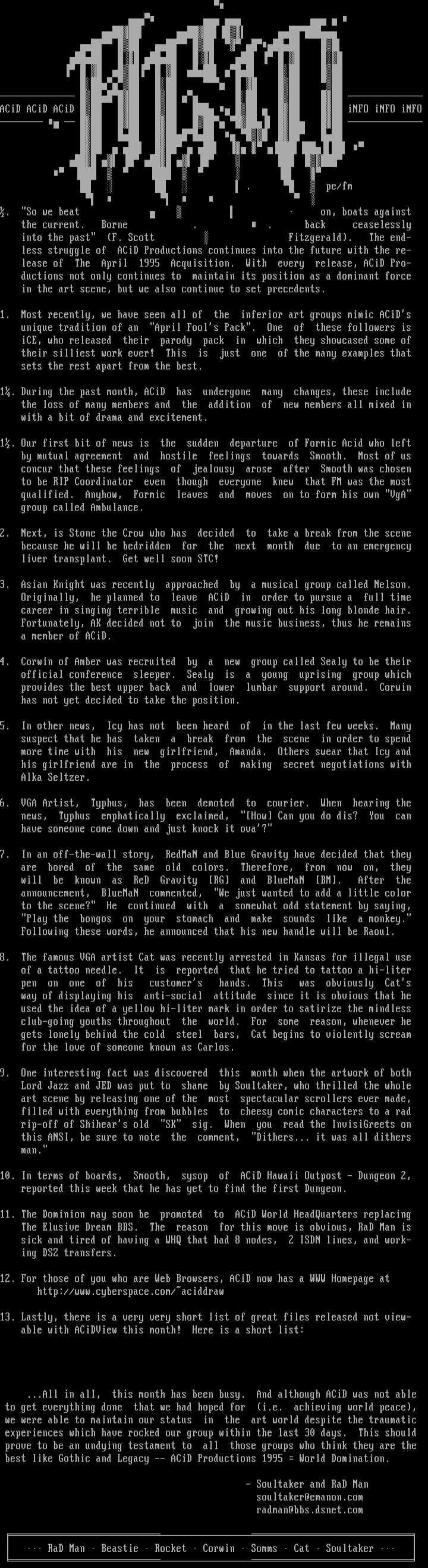 ACiD INFO FILE (04/95) by Soultaker & RaD Man
