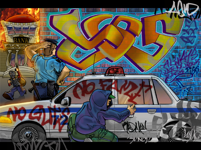 "No Guts, No Fame" (SB98:grfx:02) by Multiple Artists