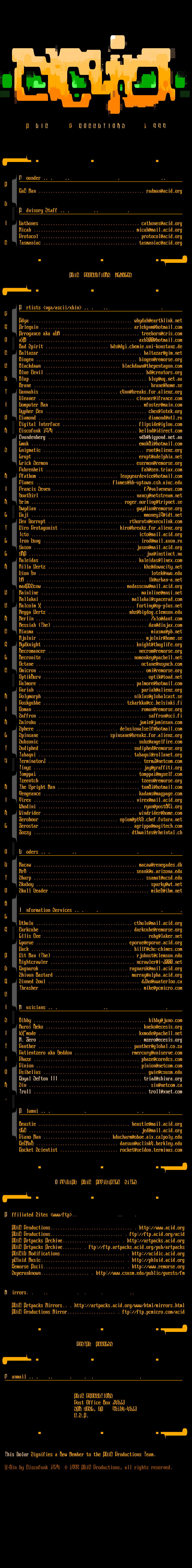 October 1999 Member/Site Listing by Packager