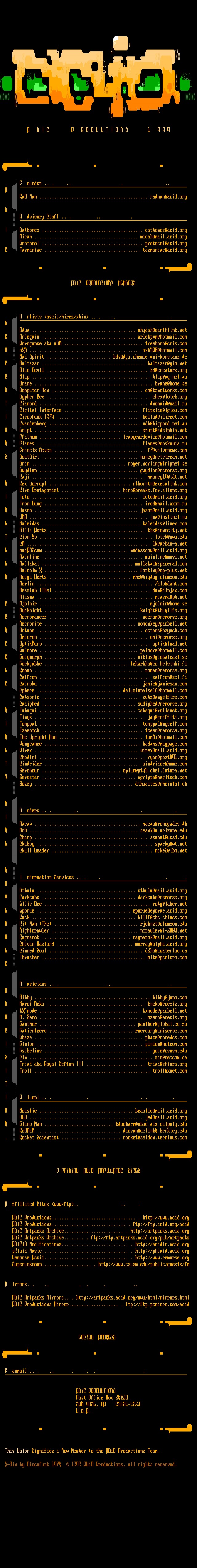 November 1999 Member/Site Listing