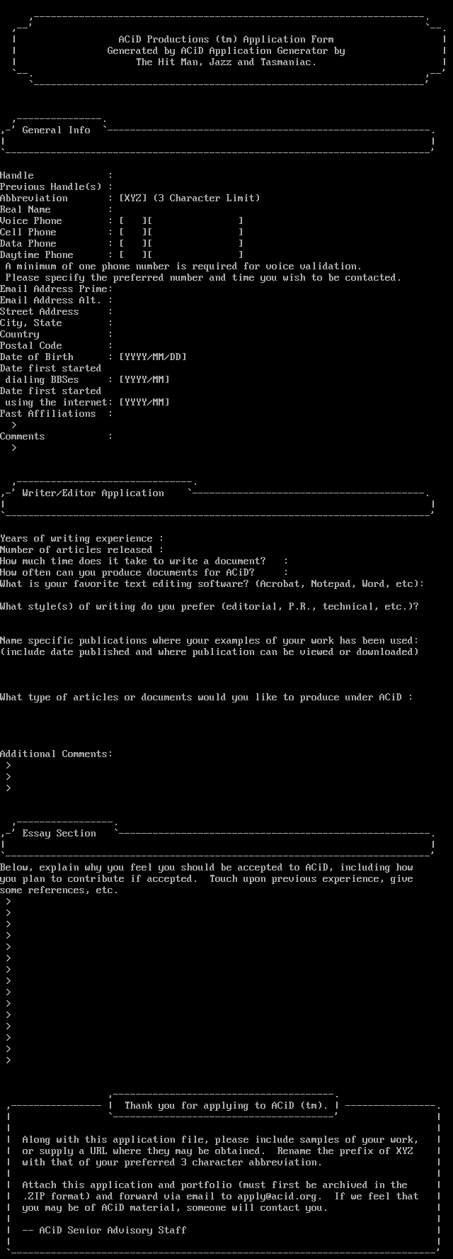 Application: Content Writer/Editor by ACiD Staff