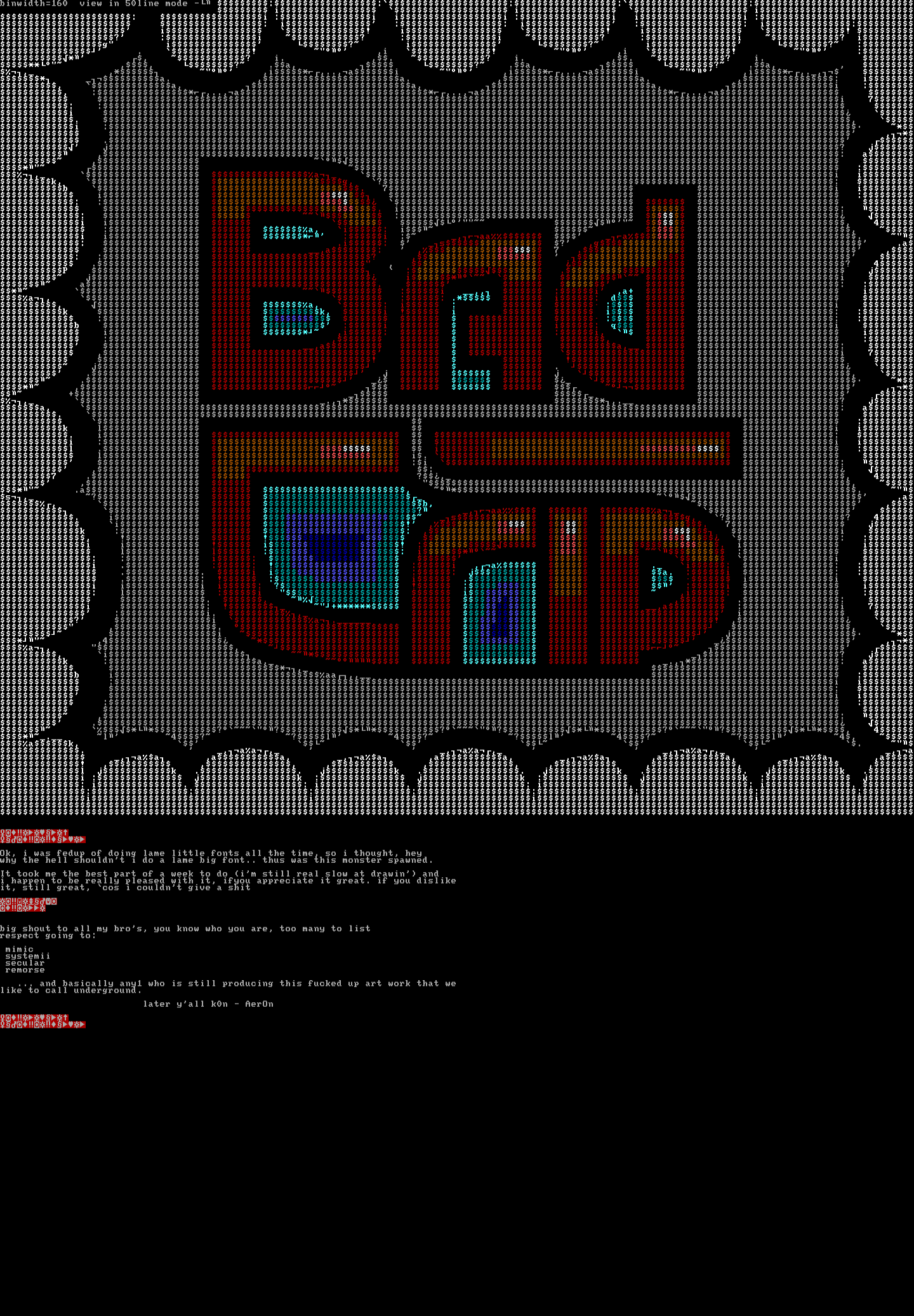 use binwidth=160 + 50line mode by k0n