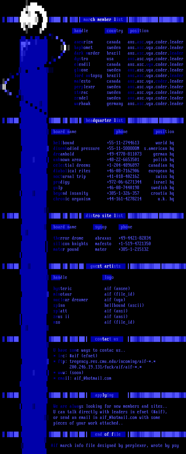aif march info file?! by multiple artists