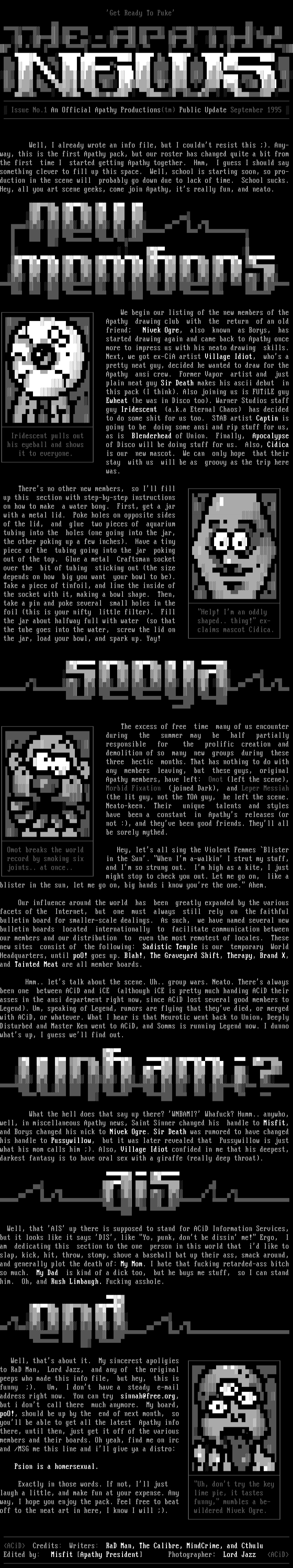 Apathy Newsletter Issue #1 by misfit
