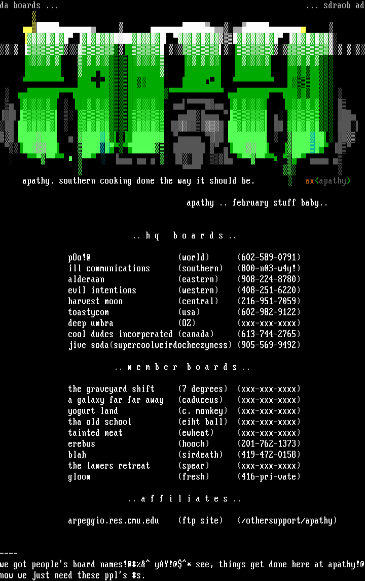 Feb. '96 Site List by Apathy Studios