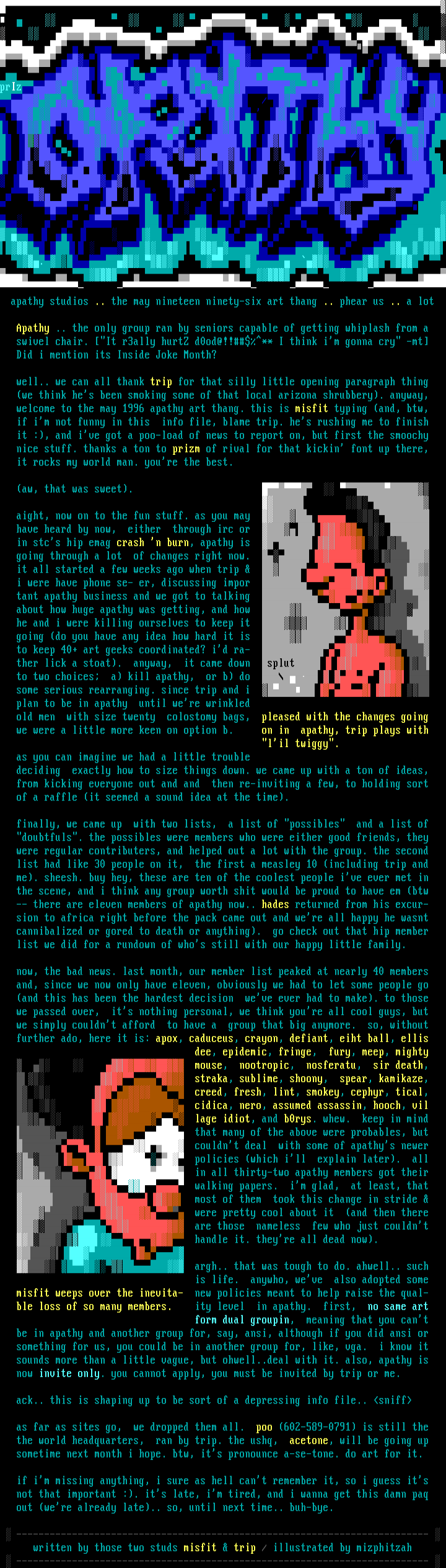 Apathy - May '96 Info File by Apathy Studios