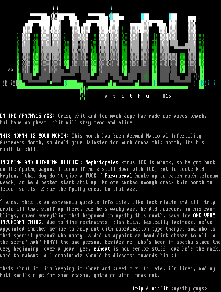 October '96 Info Thang by Apathy Studios