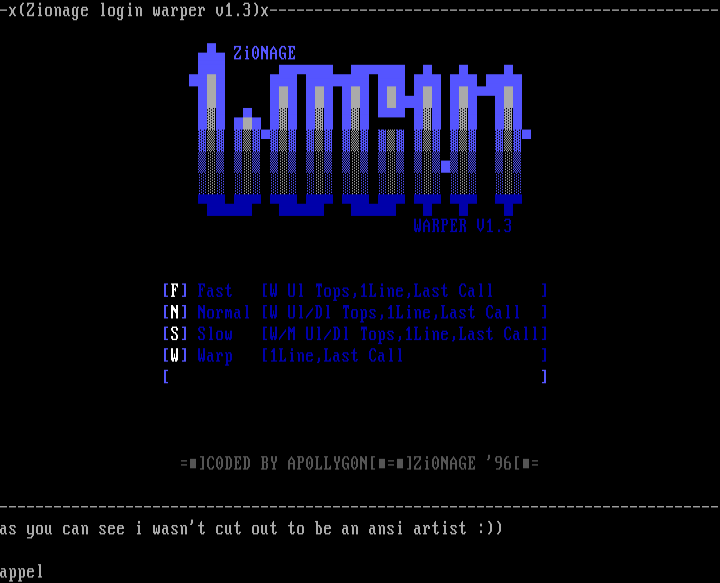 zionage login warper 1.3 by Appel