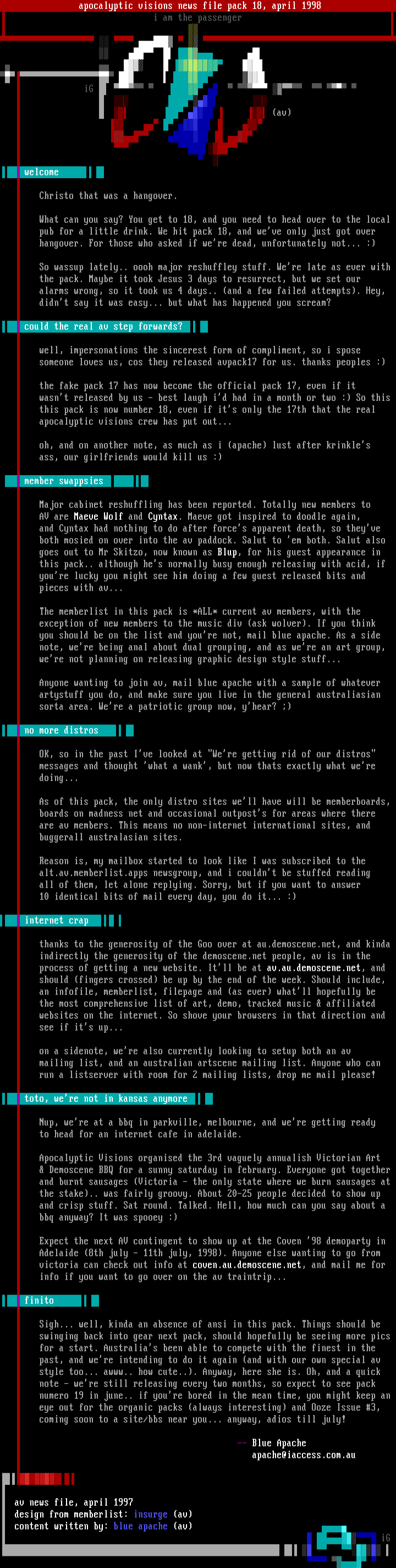AV Pack 18 Info & News by IG / BA