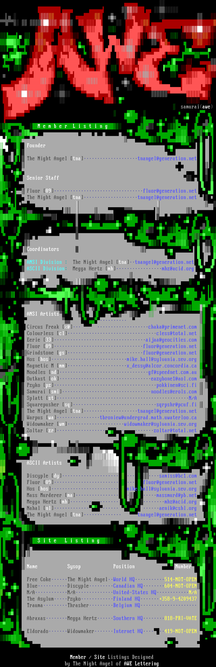 9701 Member / Site Listing by Multiple Artists