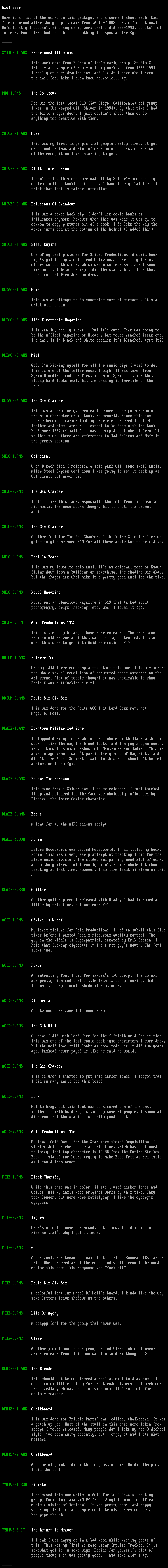 Axel Gear : Descriptions by Akairo