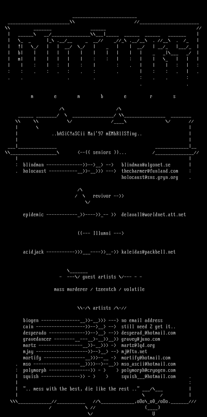 basic!ascii may -97 memberlisting