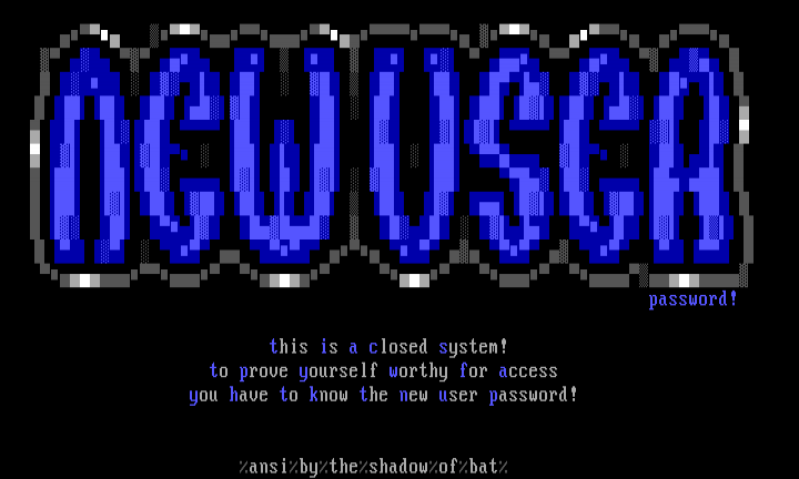 new user password by The Shadow