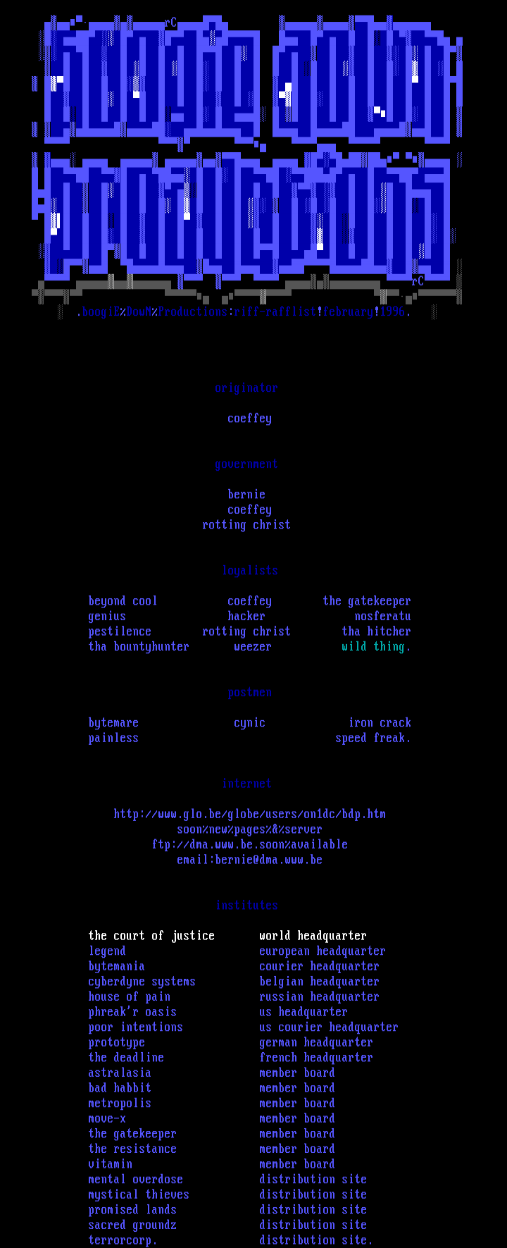 .bdp!riff-rafflist. by .staff.