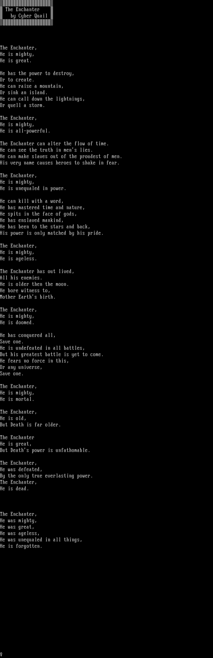 Literature by Cyber Quail