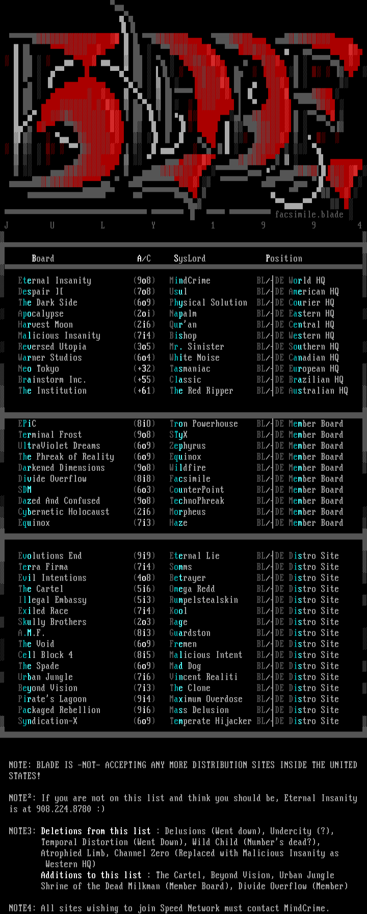 Blade Site Listing - September by Staff