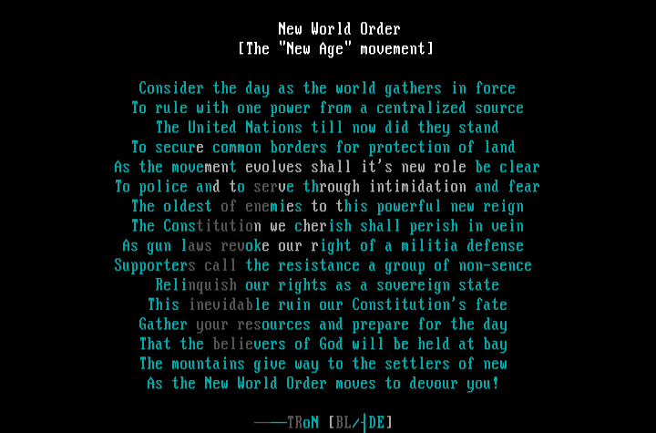 'New World Order' by Tron Powerhouse