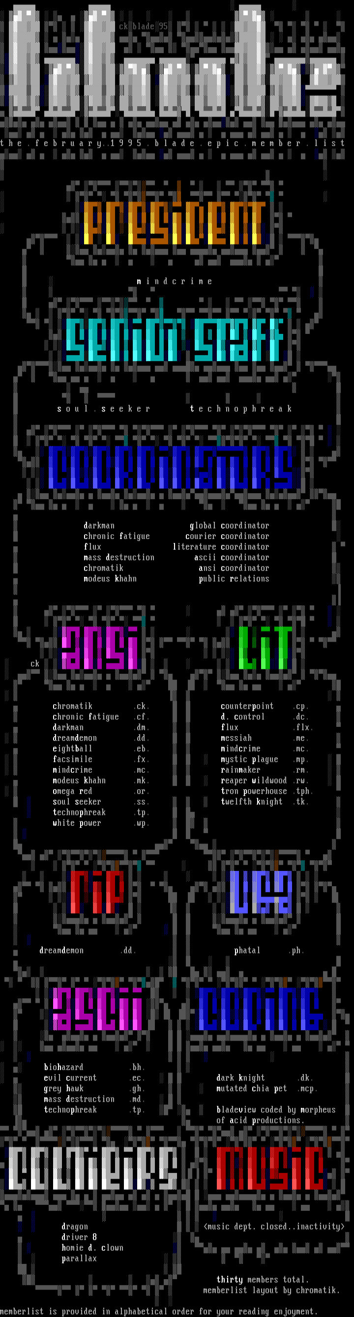 official blade member listing - feb by staff