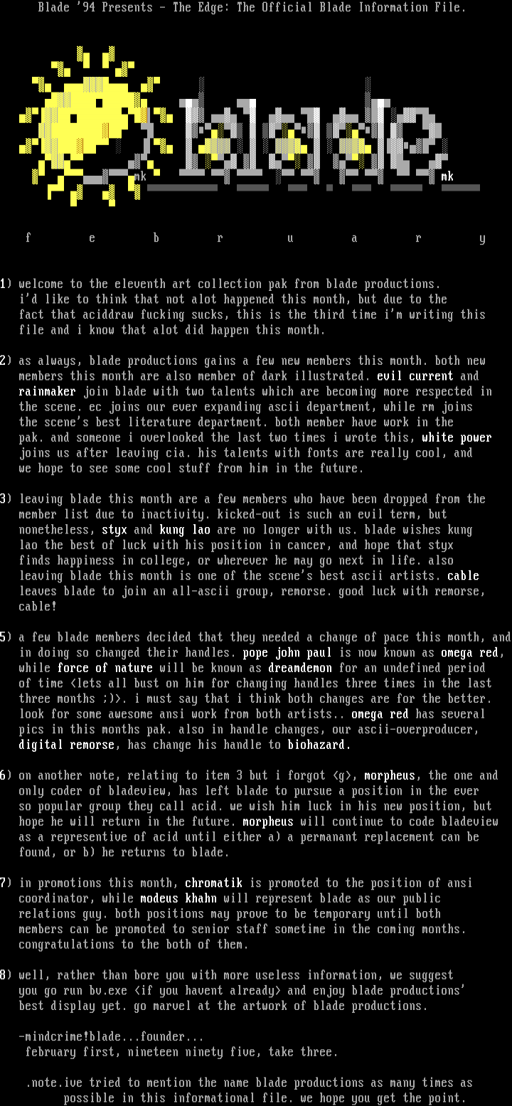 official blade information file by staff