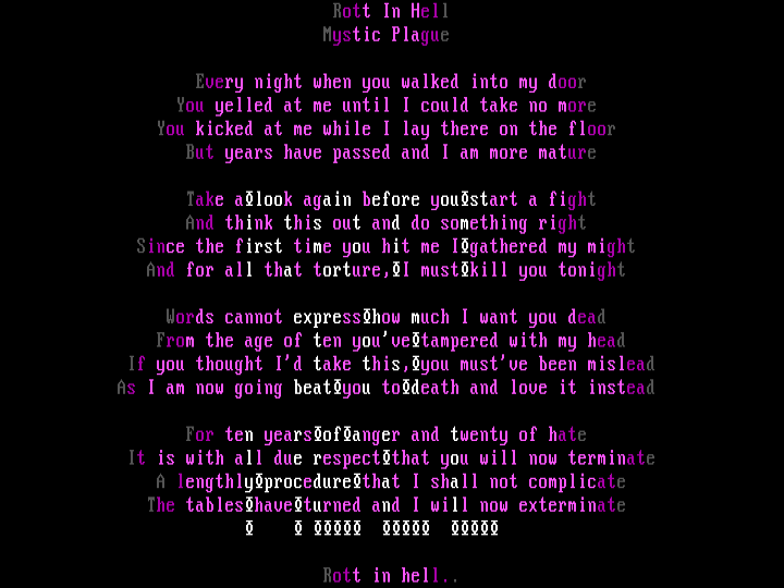 "rott in hell" by mystic plague