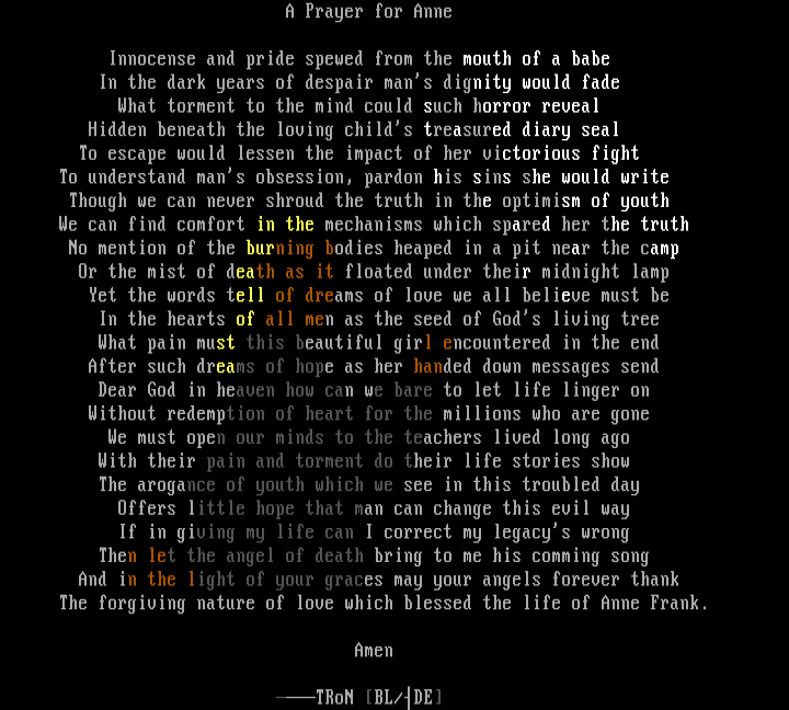 'a prayer for anne' by tron powerhouse