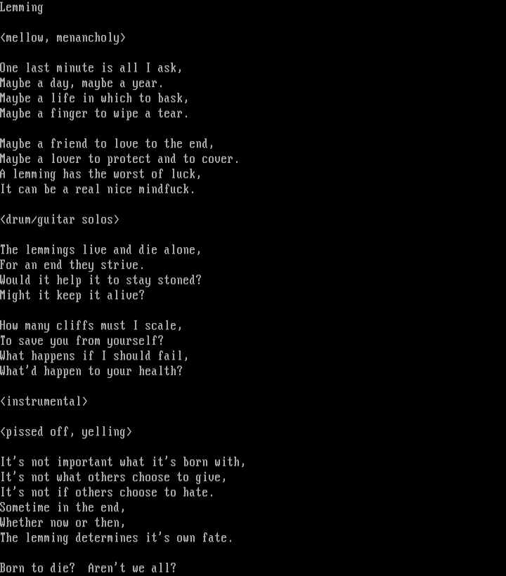 'lemmings' by counterpoint