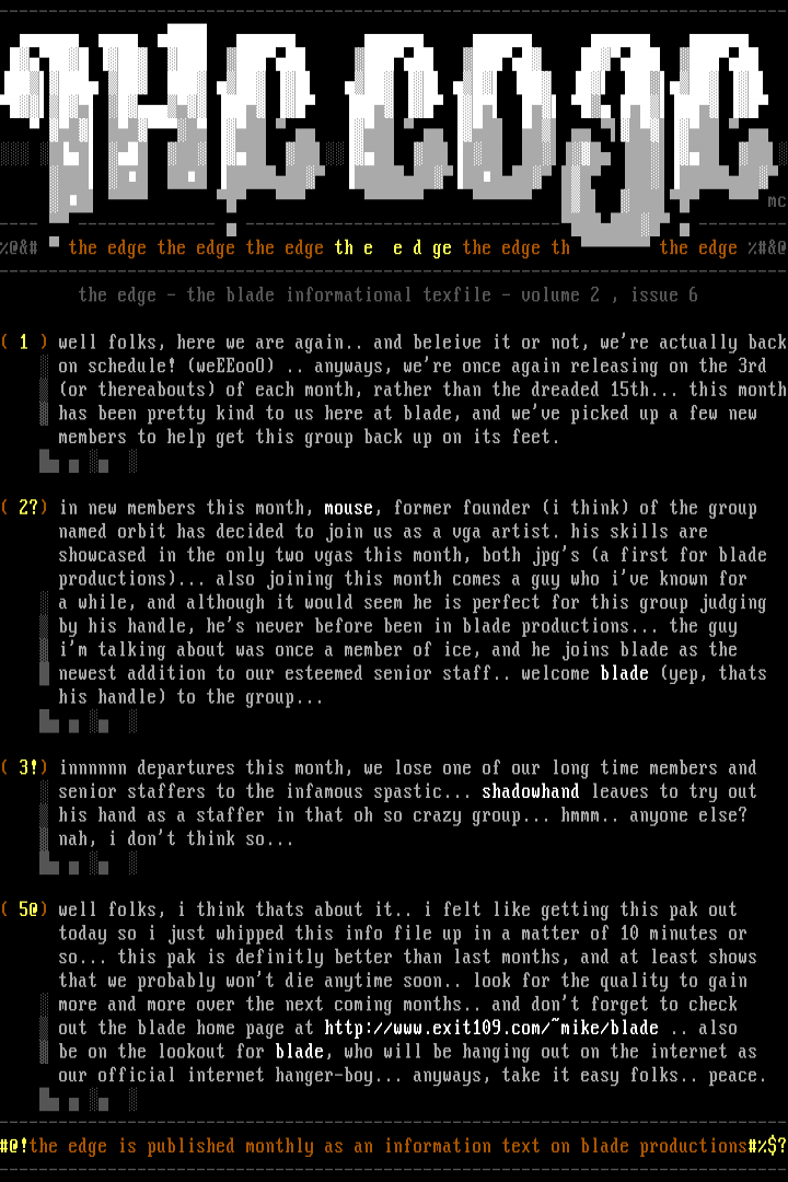 the edge!? - volume 2, issue 6! by staff