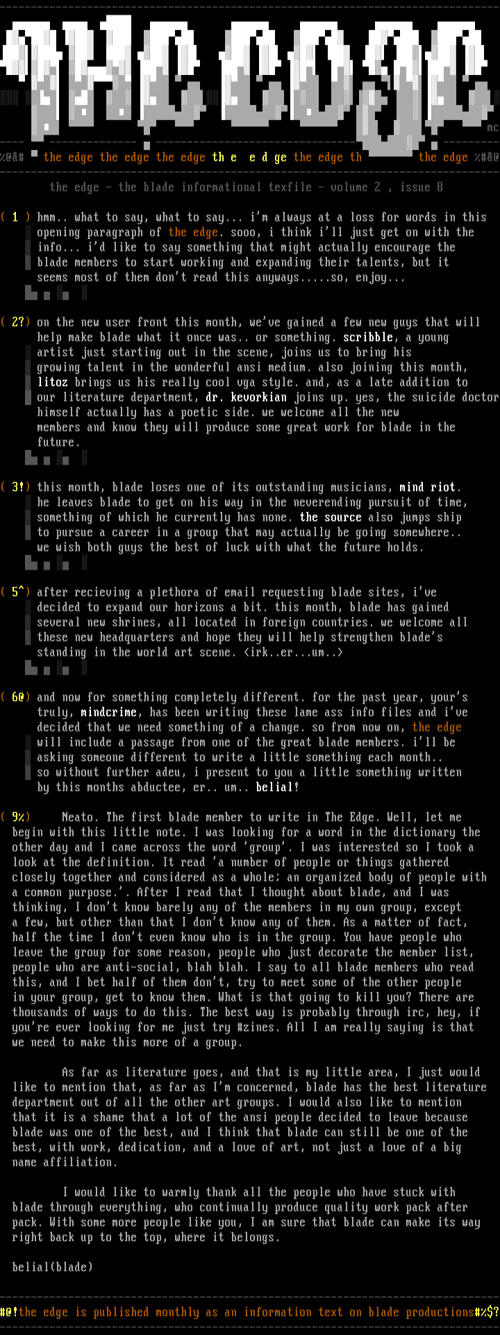 the edge - volume 2, issue 8 by staff