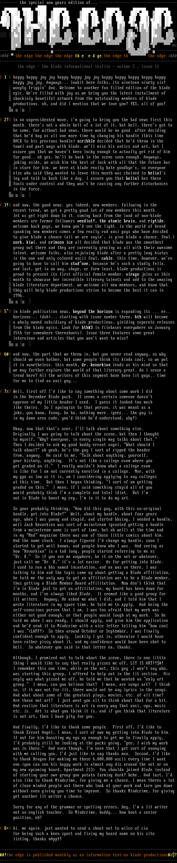 the edge! - volume 2, issue 11 by staff