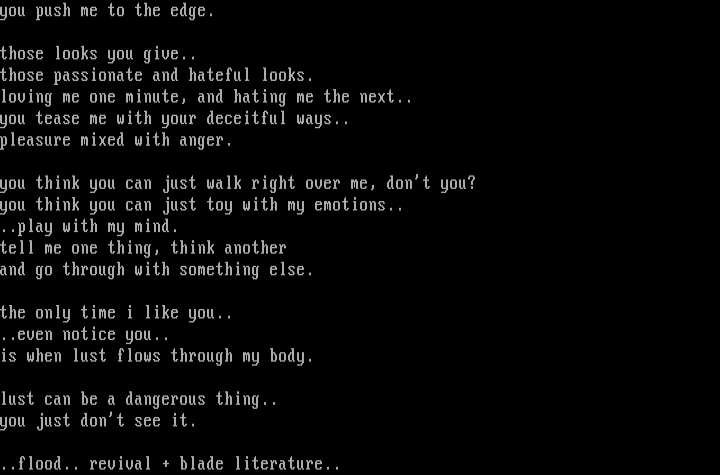 'you push me to the edge' by flood