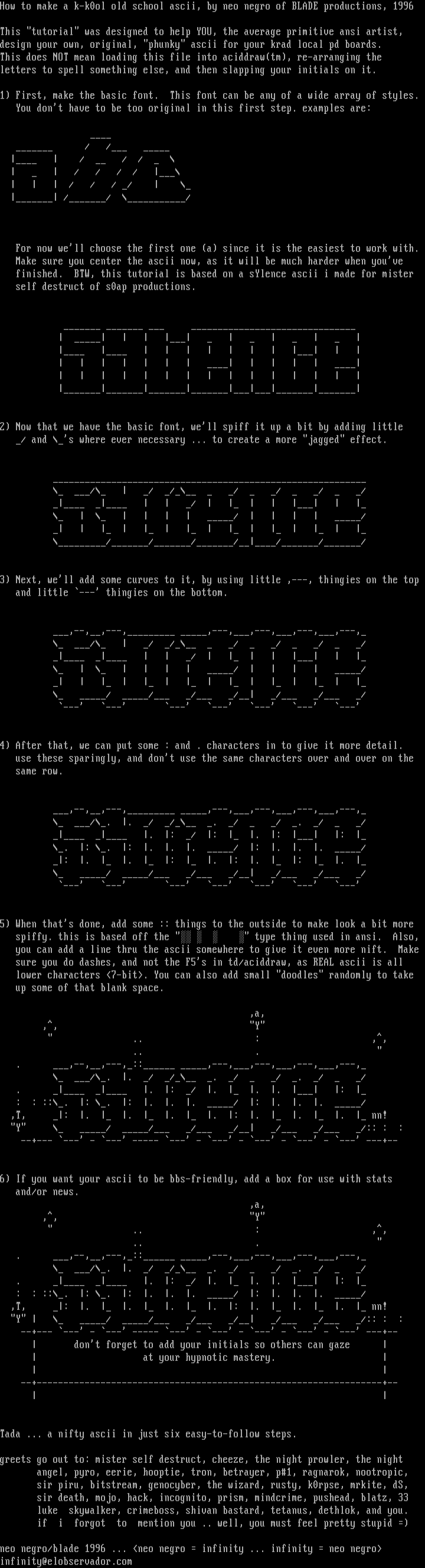ascii tutorial by neo negro