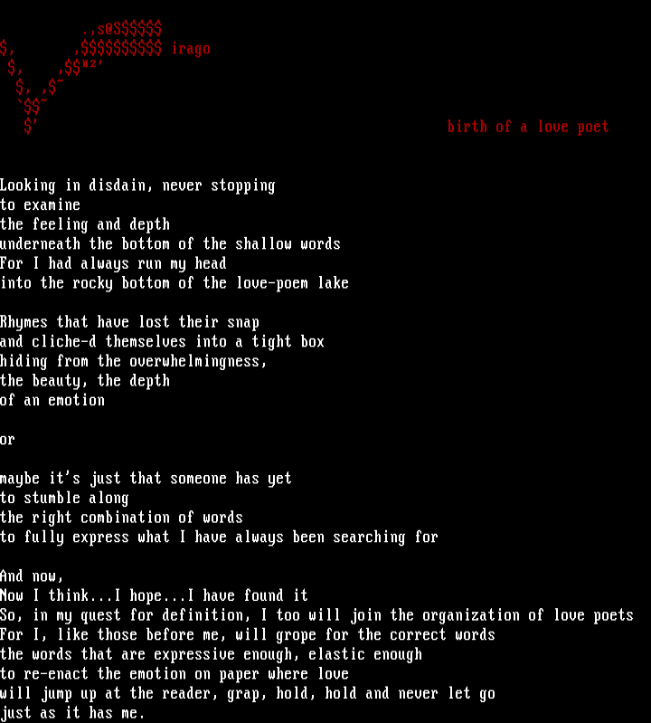 'birth of a love poet' by virago