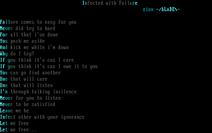 'infected with failure' by zion