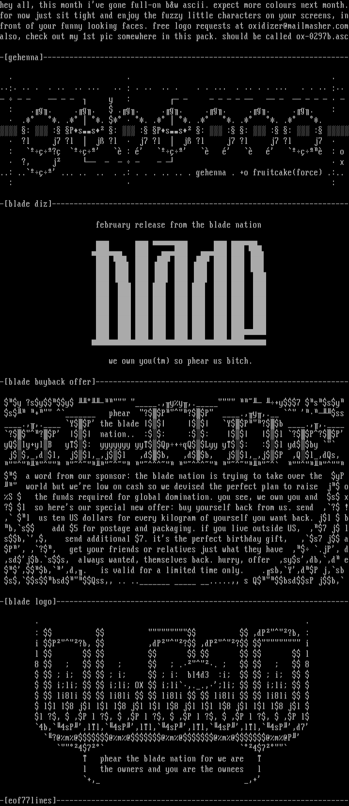 0297 ascii logos by oxidizer
