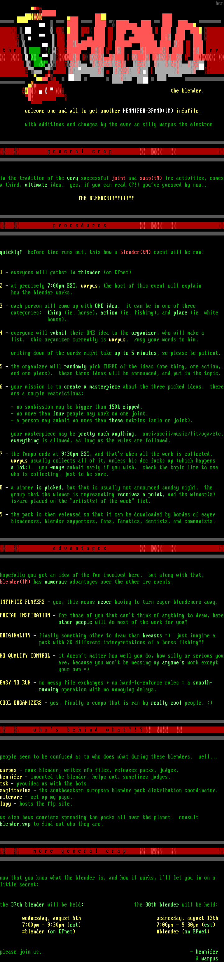 general info by hen/warp