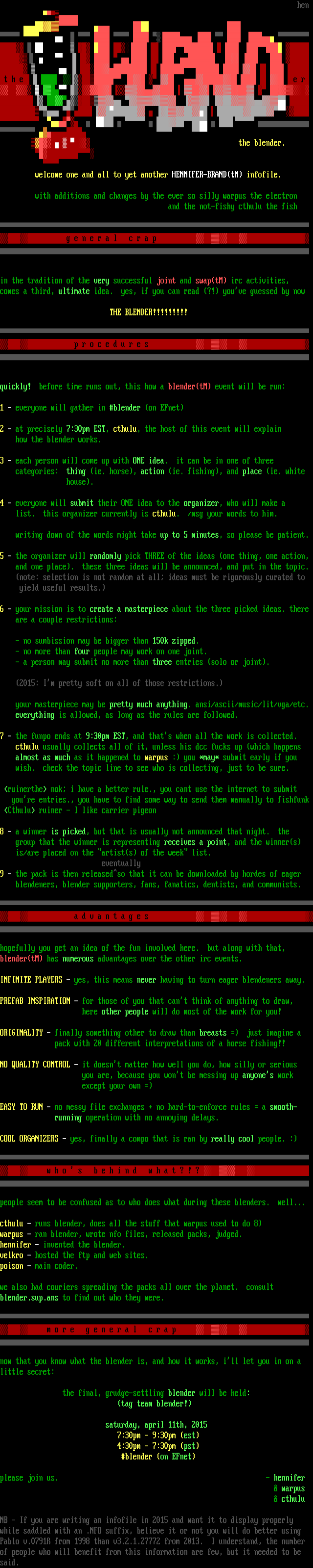 Blender instructions by Cthulu, Warpus & Hen