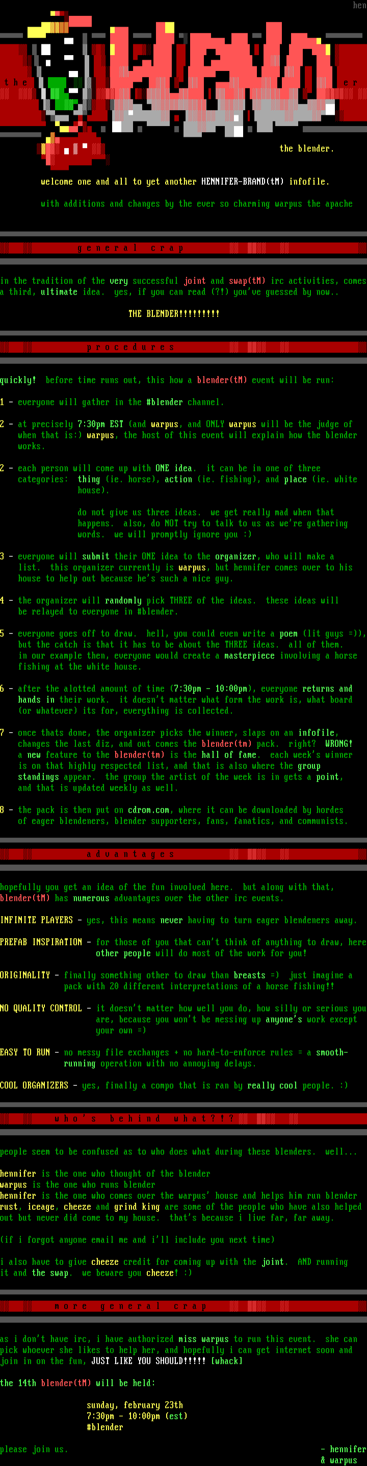 info by hen/warp