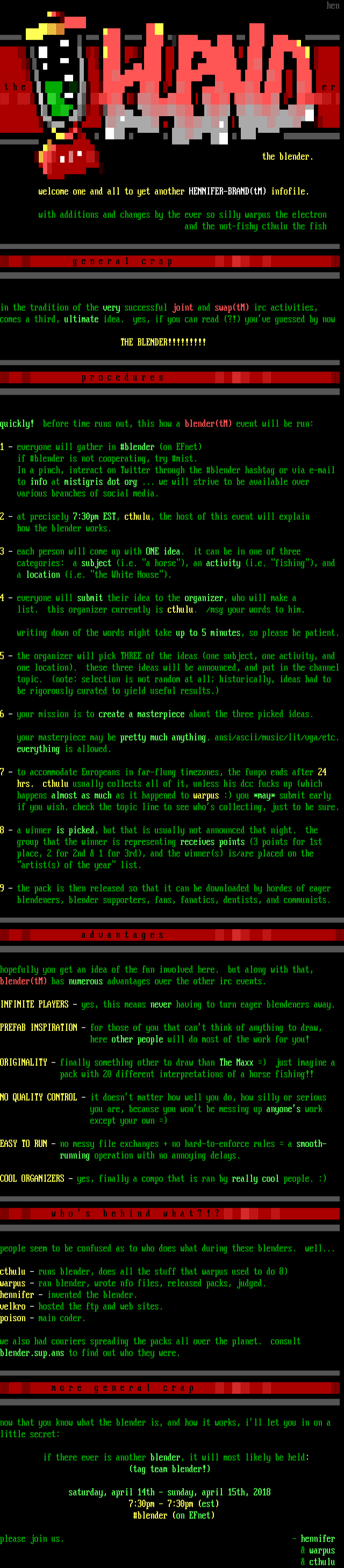 Blender instructions by Cthulu, Warpus & Hen