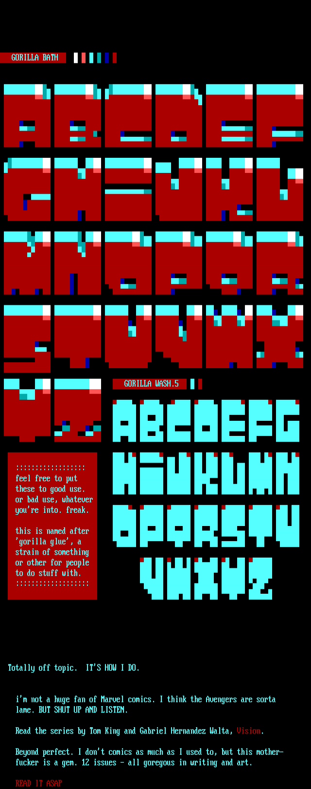 Gorllia Bath 1 and 2 font set by filth
