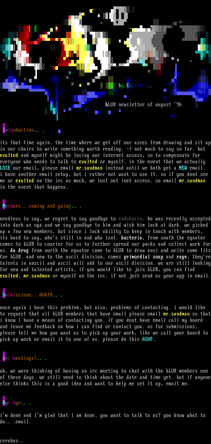 bLUR 9607 nEWSLETTER by bLUR sS