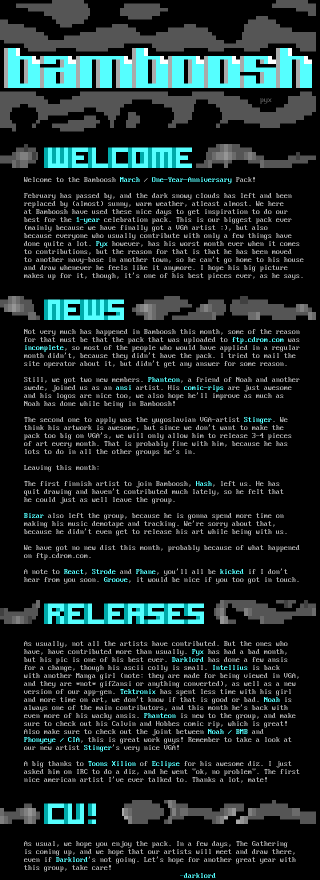 Bamboosh March/1-year news file by Bamboosh staff