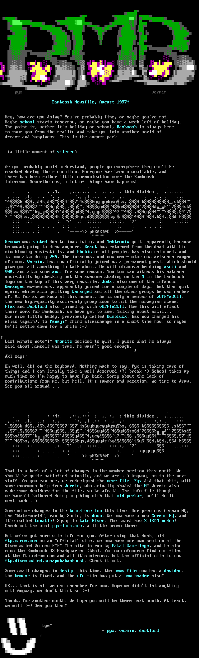 bamboosh news file, august by pyx - vermin - dkl