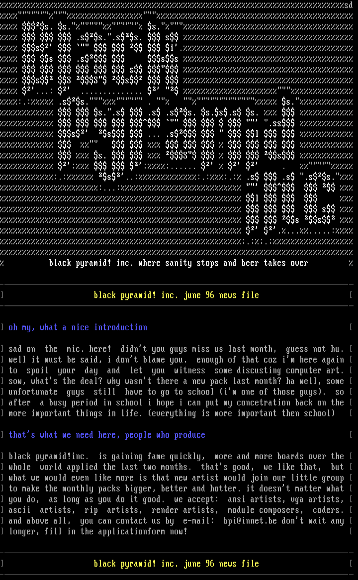 bpi april 96 news file. by black pyramid! inc.