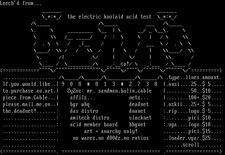 TEKAT Ascii Menu by Cable