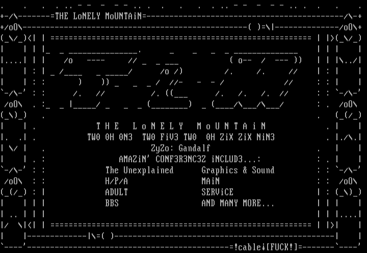 The Lonely Mountain Ascii Menu by Cable