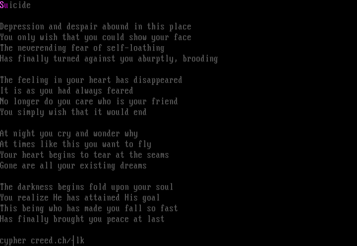 "Suicide" by Cypher Creed