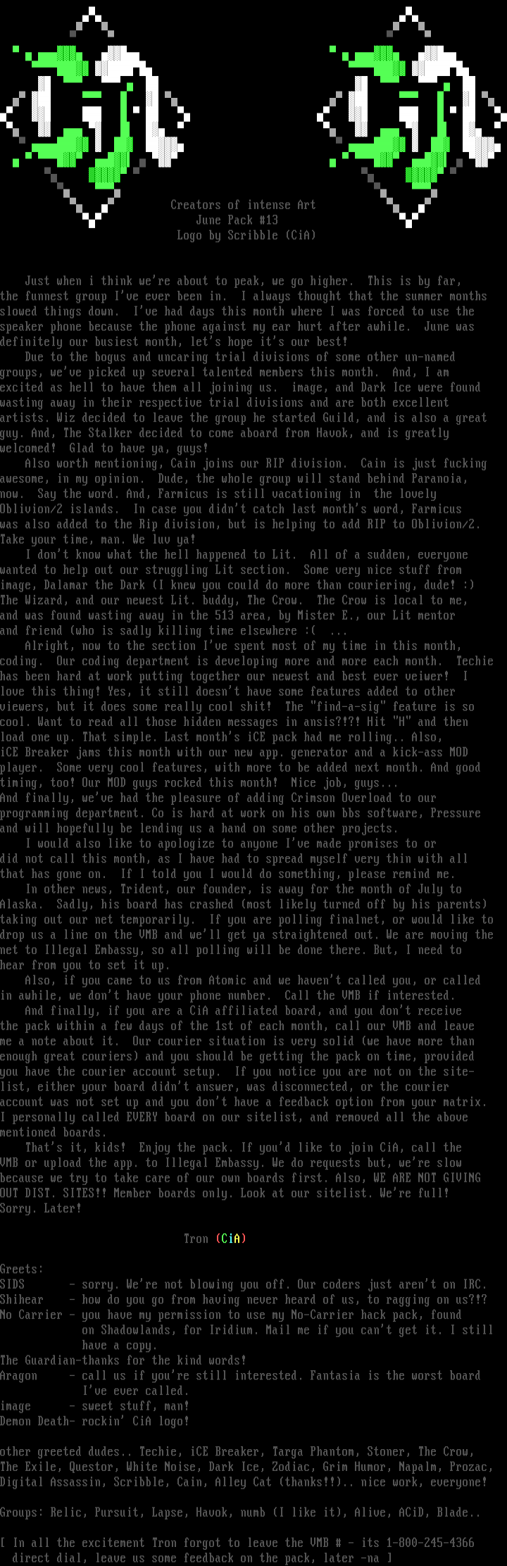 CiA Pack #13 Info File by CiA